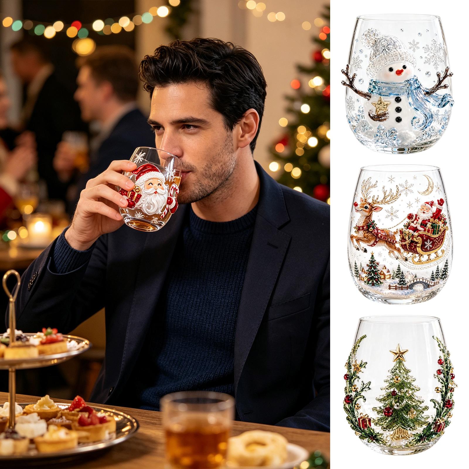 Coffee Tea Festival - 350ml 3D P attern Christmas Glass