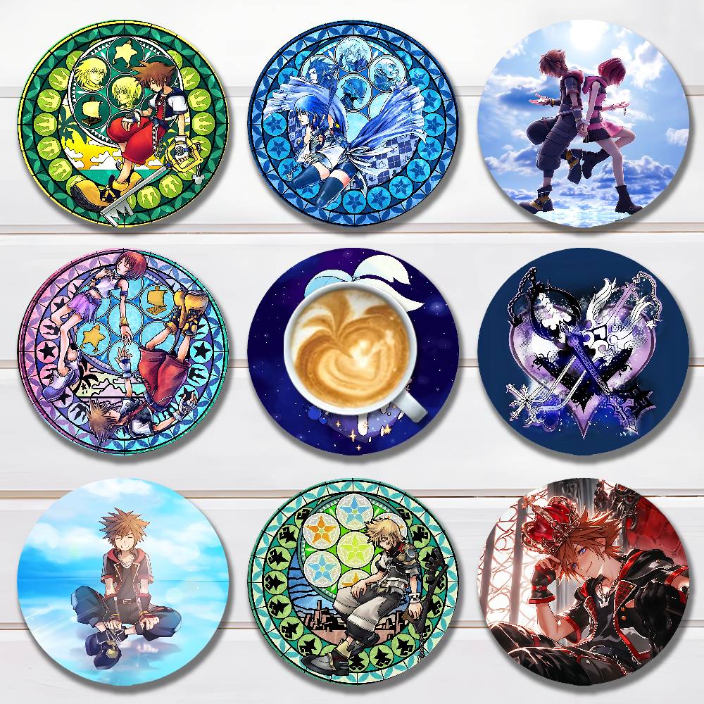 Coffee Tea Game - K-Kingdom H-Hearts Game Round Wooden Coasters