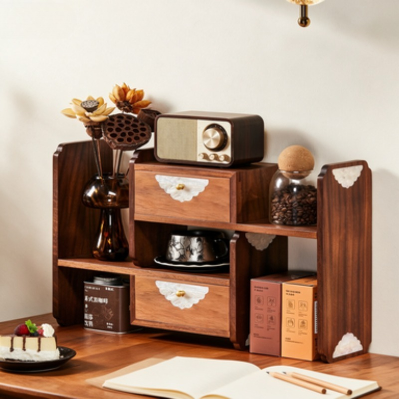 Solid Wood Desktop Storage Rac - Coffee Tea Display ulasan dan harga