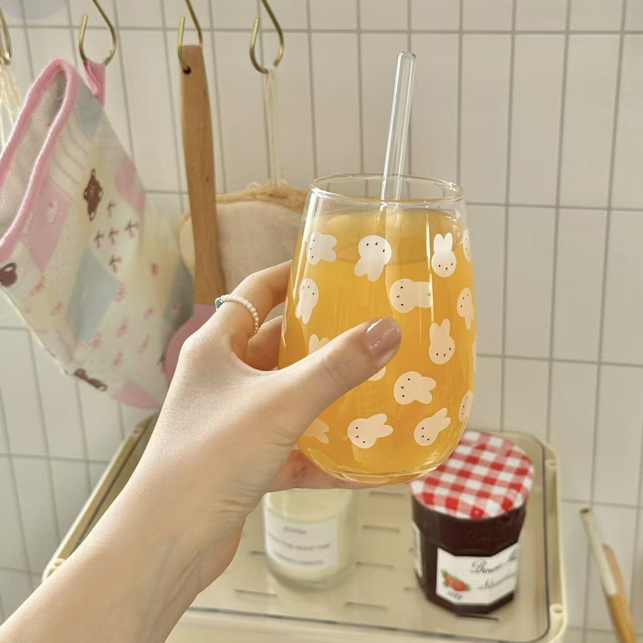 Cute Miffy Rabbit Printed Glas - Coffee Tea Milk ulasan dan harga