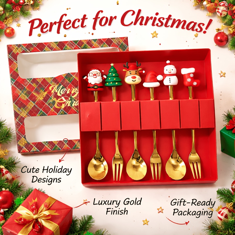 6Pcs Festive Christmas Spoon F - Coffee Tea Festival ulasan dan harga