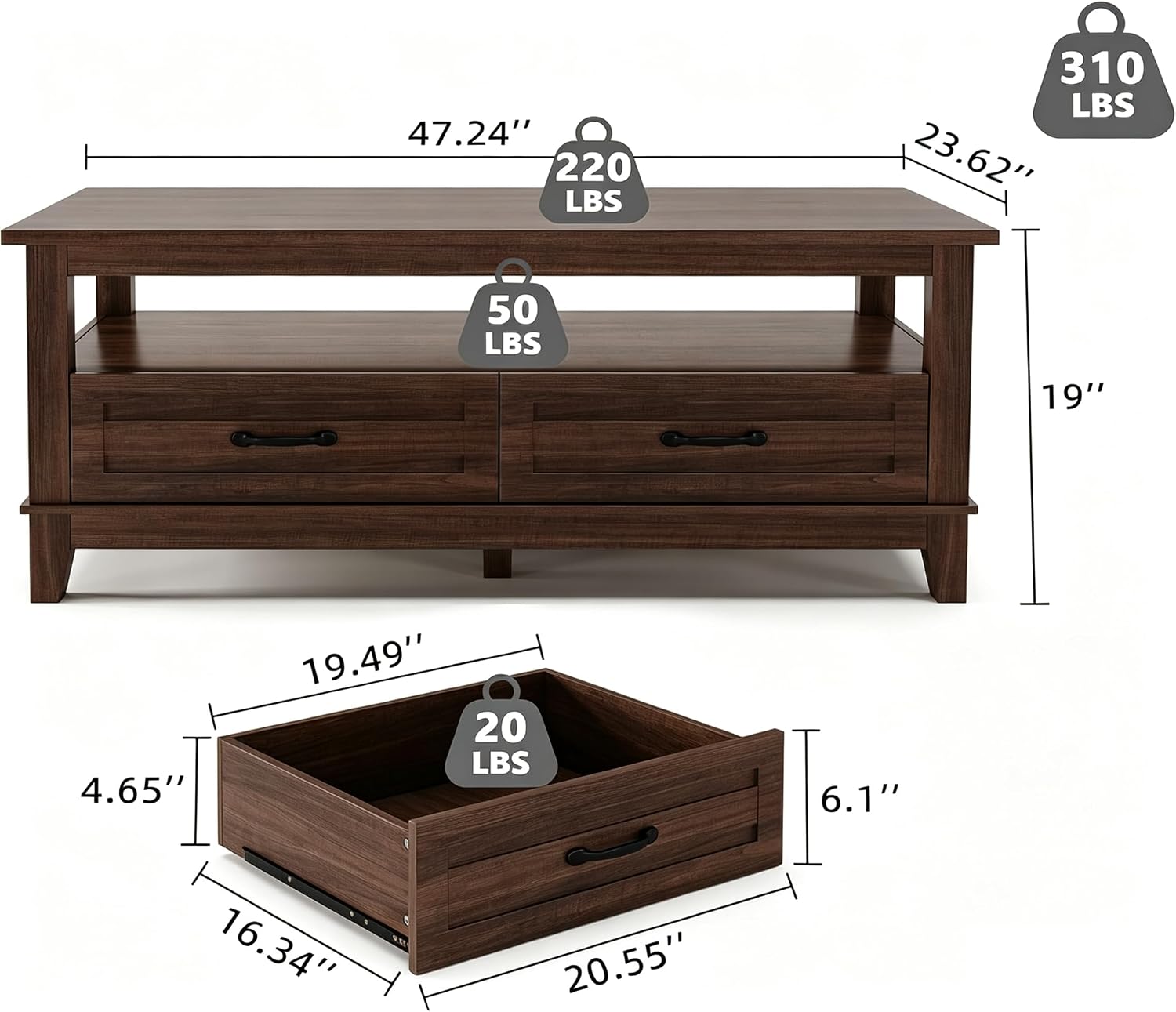 Farmhouse Coffee Table With St - Coffee Tea Display ulasan dan harga