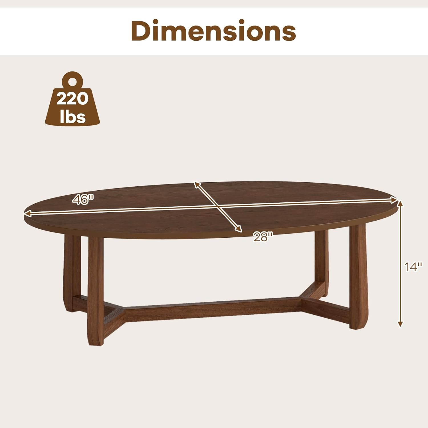 Oval Coffee Table, Wood Center - Coffee Tea Display ulasan dan harga