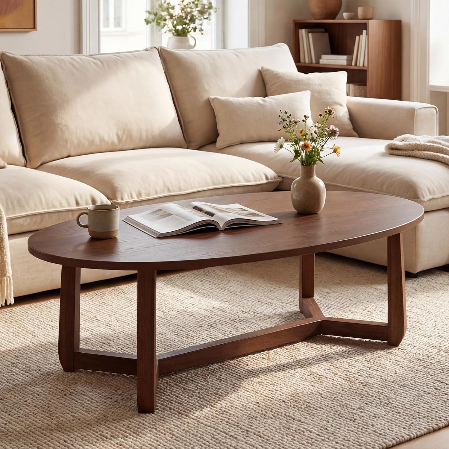 Oval Coffee Table, Wood Center - Coffee Tea Display ulasan dan harga