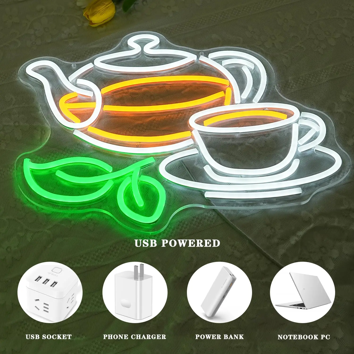 Tea Neon Sign Tea Pot Light Dr - Coffee Tea Plantation ulasan dan harga