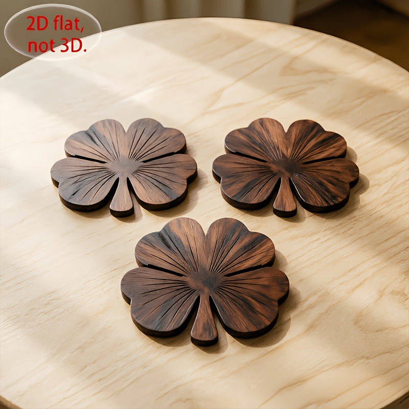 4Pcs 2D Flat Clover Wooden Coa - Coffee Tea Game ulasan dan harga