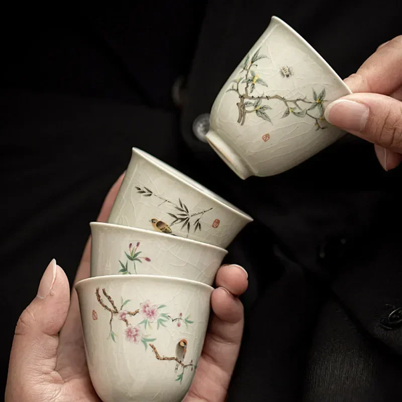 Retro Ice Crack Ceramic Teacup - Coffee Tea Set Up ulasan dan harga