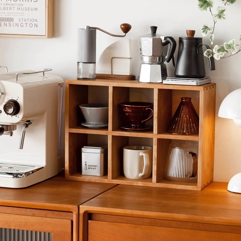 Modern Solid Wood 9-Grid Displ - Coffee Tea Display ulasan dan harga